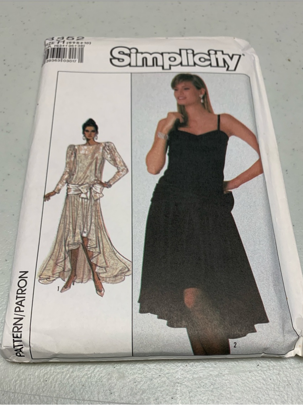 Simplicity Black High-Low Evening Dress Pattern Size 6+8+10